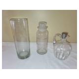 Vintage Glassware Set: Vase, Decanter, Pitcher
