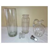 Vintage Glassware Set: Vase, Decanter, Pitcher