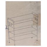 Shoe Rack, 4-Tier Shoe Organizer, Fabric Shoe Shelf Storage with 4 Hooks, Holds up to 20 Pairs of Shoes