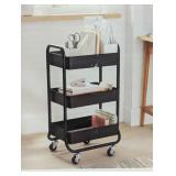 3 Tier Metal Utility Cart - Brightroom™ - Black