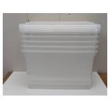 5 - Sterilite 66qt ClearView Latch Box Clear with Purple Latches: Plastic Storage Container, Lidded & Stackable, 66 Quart - 5 Total - 1 minor chip