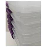 5 - Sterilite 66qt ClearView Latch Box Clear with Purple Latches: Plastic Storage Container, Lidded & Stackable, 66 Quart - 5 Total - 1 minor chip