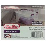 5 - Sterilite 66qt ClearView Latch Box Clear with Purple Latches: Plastic Storage Container, Lidded & Stackable, 66 Quart - 5 Total - 1 minor chip