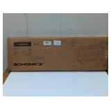 SONGMICS Bamboo Shoe Rack, Shoe Cabinet with Sofa, Shoe Bench with 3 Shelves