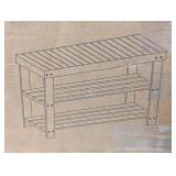 SONGMICS Bamboo Shoe Rack, Shoe Cabinet with Sofa, Shoe Bench with 3 Shelves