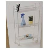 Slim Wire Cart: Portable Narrow Bathroom Storage, Steel Utility, White, 30.7"