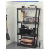 4 Tier Plastic Shelf Unit Black - Brightroom™: Utility Storage Shelves, 55.8" Height, 70 lbs