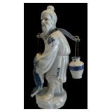 Vintage Asian Blue and White Fisherman Figurine