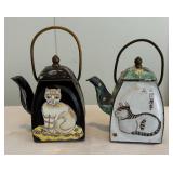 Two Empress Arts Petite Cat Motif Pots