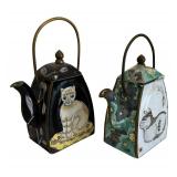 Two Empress Arts Petite Cat Motif Pots