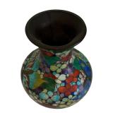Beautiful Vintage Enamel Butterfly Motif Vase