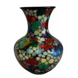 Beautiful Vintage Enamel Butterfly Motif Vase