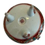 Asian Kutani Porcelain Incense Burner with Foo Dog Motif Lid