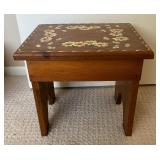 Vintage Hand Painted Floral Design Wooden Stool