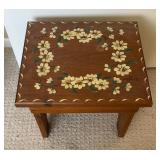 Vintage Hand Painted Floral Design Wooden Stool