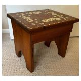 Vintage Hand Painted Floral Design Wooden Stool