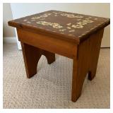 Vintage Hand Painted Floral Design Wooden Stool