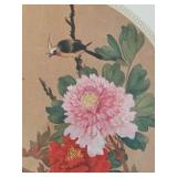 Chinese Print with Perched Bird and Peony Flowers