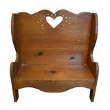 Cute Wooden Bench with Hand Painted Floral Accents