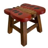 Adorable Butterfly Motif Wooden Stool