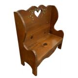 Cute Wooden Bench with Hand Painted Floral Accents