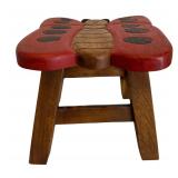 Adorable Butterfly Motif Wooden Stool