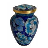 Beautiful Blue Floral Cloisonné Urn