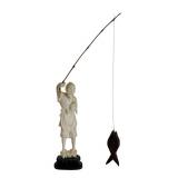 Asian Style Fan and Fisherman Figurine