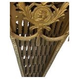 Victorian Design Vintage Peacock Fan Brass Fireplace Screen
