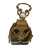 Victorian Design Vintage Peacock Fan Brass Fireplace Screen