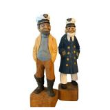 Nautical Themed Wood Carved Figurines and Lighthouse