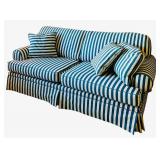 Blue and White Striped Love Seat