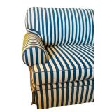 Blue and White Striped Love Seat