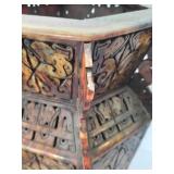 Vintage Hexagon Marble Chinese Urn with Lid