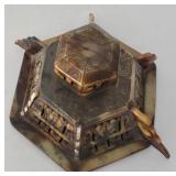 Vintage Hexagon Marble Chinese Urn with Lid