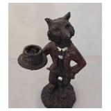 Cast Iron Fox Figurine Butler Candleholder