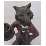 Cast Iron Fox Figurine Butler Candleholder