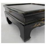 Stylized Composite Elephant and Wooden Display Stand