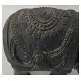 Stylized Composite Elephant and Wooden Display Stand