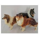 Three Porcelain Collie Figures