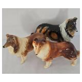 Three Porcelain Collie Figures
