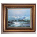 Oil on Canvas Seascape Framed Painting