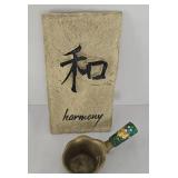 Antique Chinese Silk Iron & Asian Harmony Plaque