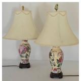 Pair of Ceramic Floral Table Lamps