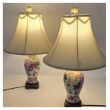 Pair of Ceramic Floral Table Lamps