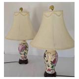 Pair of Ceramic Floral Table Lamps