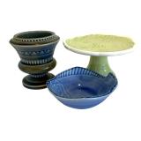 Petite Pedestal Plate, Fish Dish and Vase