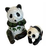 Two Adorable Panda Figurines