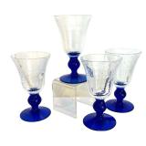 Cobalt Blue Accented Controlled Bubble Footed Stemware