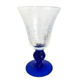 Cobalt Blue Accented Controlled Bubble Footed Stemware